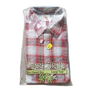 NWT Vintage Ozark Trail Size Large Tall USA Made Mens Red Flannel Shirt
